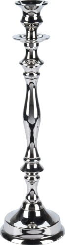 Świecznik 36,5cm SREBRNY METALOWY