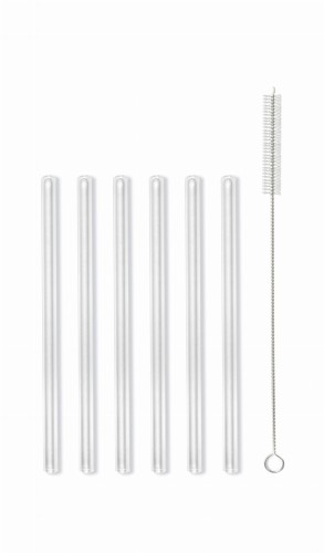 Słomki szklane 15 cm zestaw 6 sztuk ze szczoteczką | Vita, transparent