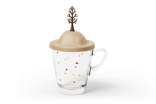 Kubek z podstawką Autumn beżowy