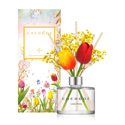 Dyfuzor zapachowy z patyczkami i prawdziwymi kwiatami Flower Tulip 200 ml Lovely Peony