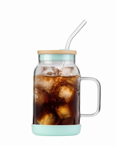 Słoik ze słomką 600 ml miętowy Fuori