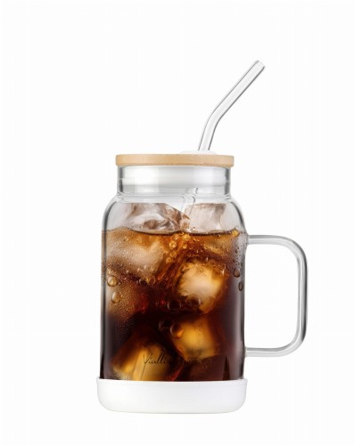 Słoik ze słomką 600 ml biały Fuori