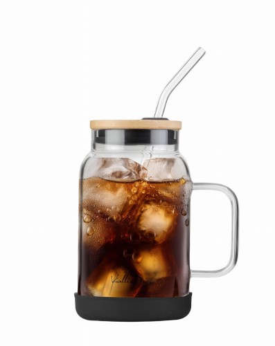 Słoik ze słomką 600 ml czarny Fuori