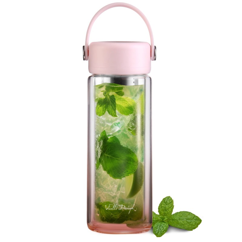 Butelka z podwójną ścianką i zaparzaczem Fuori 350 ml różowa