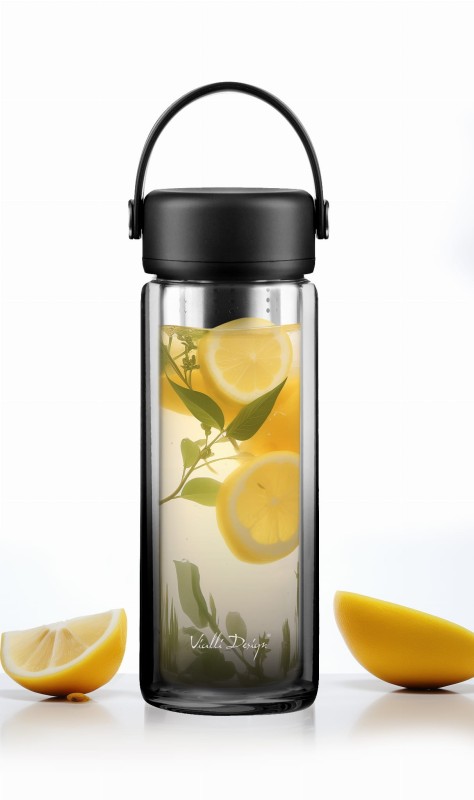 Butelka z podwójną ścianką i zaparzaczem Fuori 350 ml czarna