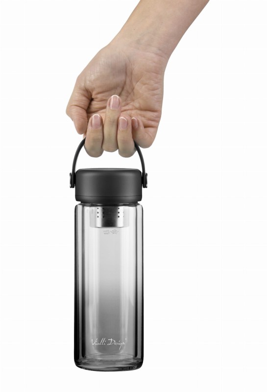 Butelka z podwójną ścianką i zaparzaczem Fuori 350 ml czarna