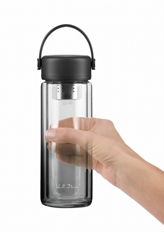 Butelka z podwójną ścianką i zaparzaczem Fuori 350 ml czarna