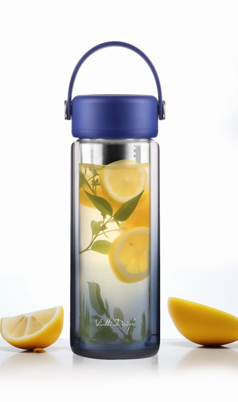 Butelka z podwójną ścianką i zaparzaczem Fuori 350 ml granatowa