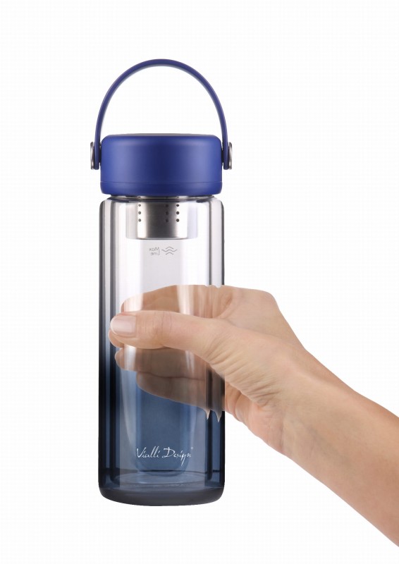 Butelka z podwójną ścianką i zaparzaczem Fuori 350 ml granatowa