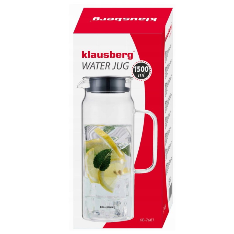 Dzbanek szklany do wody napojów 1,5L KLAUSBERG