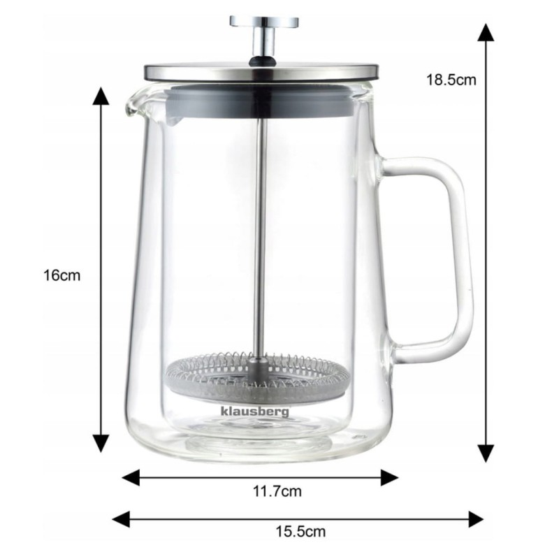 Zaparzacz tłokowy do kawy herbaty termiczny 600ml KLAUSBERG French press