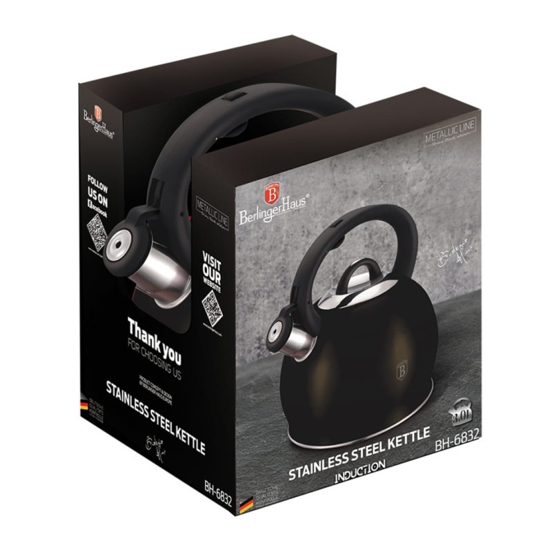 Czajnik z gwizdkiem 3L BERLINGER HAUS SHINY BLACK