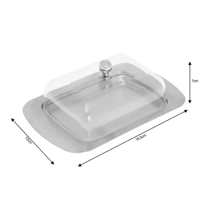 Maselniczka maselnica stalowo akrylowa z nożykiem do smarowania