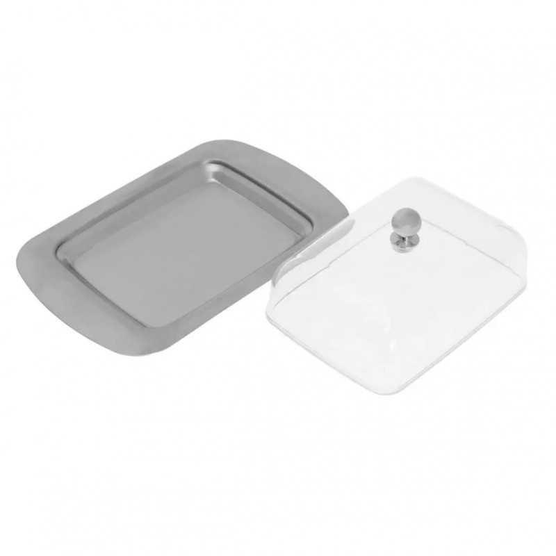 Maselniczka maselnica stalowo akrylowa z nożykiem do smarowania