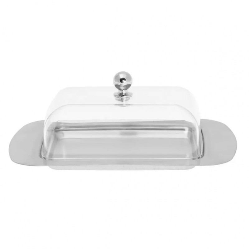 Maselniczka maselnica stalowo akrylowa z nożykiem do smarowania