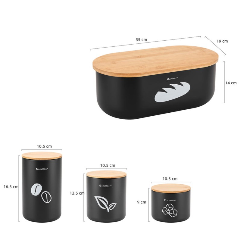 Chlebak z zestawem pojemników ELITEHOFF czarny