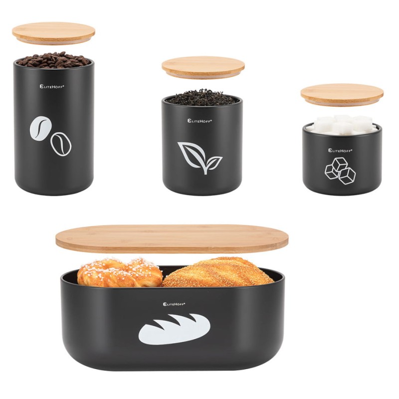 Chlebak z zestawem pojemników ELITEHOFF czarny