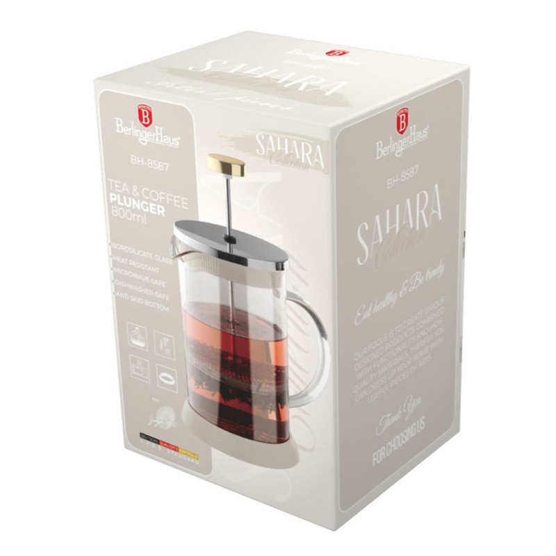 Zaparzacz tłokowy do kawy herbaty 800ml szklanyl BERLINGER HAUS Sahara