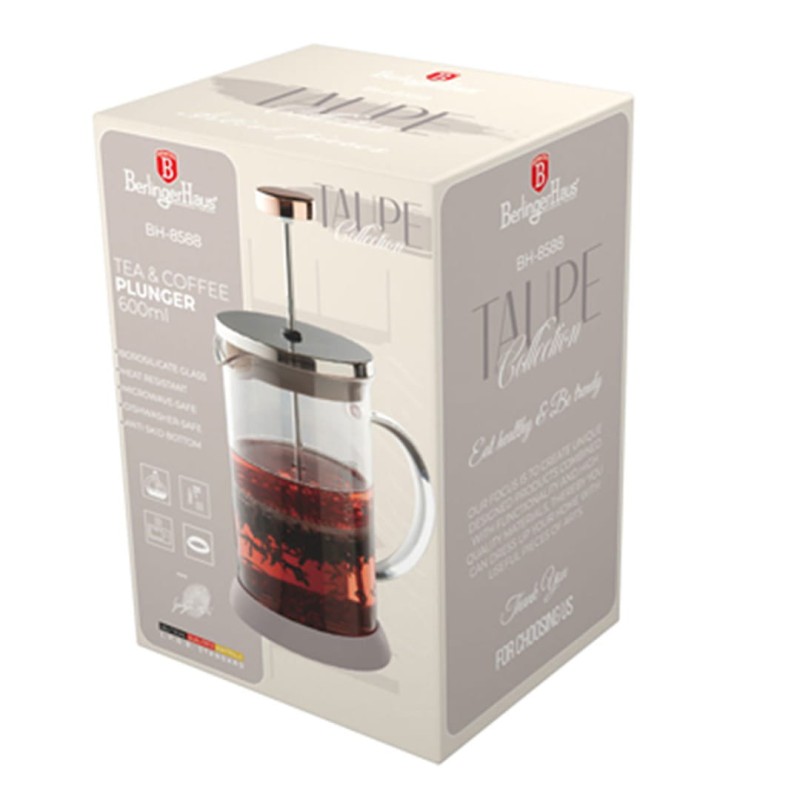 Zaparzacz tłokowy do kawy herbaty 600ml BERLINGER HAUS TAUPE