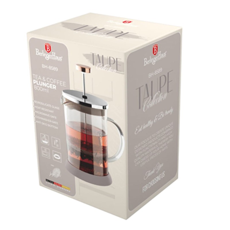 Zaparzacz tłokowy do kawy herbaty 800ml BERLINGER HAUS TAUPE