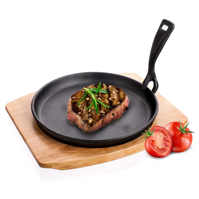 Patelnia żeliwna grillowa półmisek do serwowania z deską BANQUET