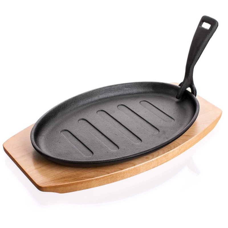 Patelnia żeliwna grillowa półmisek z deską BANQUET GRADA