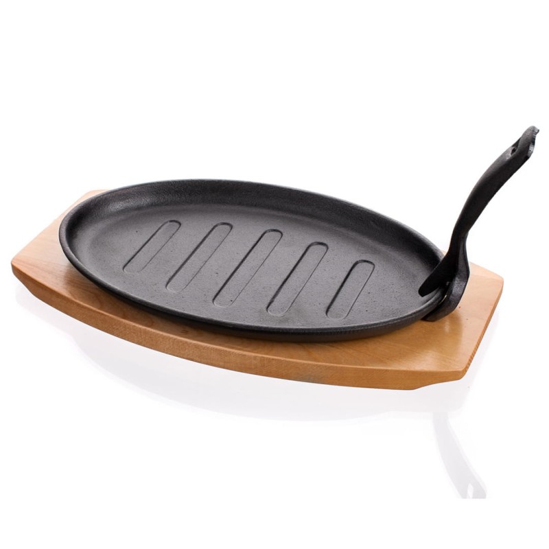 Patelnia żeliwna grillowa półmisek z deską BANQUET GRADA