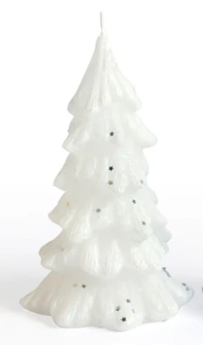 Świeca CHOINKA figurka mała 9,5x16cm parafinowa biała