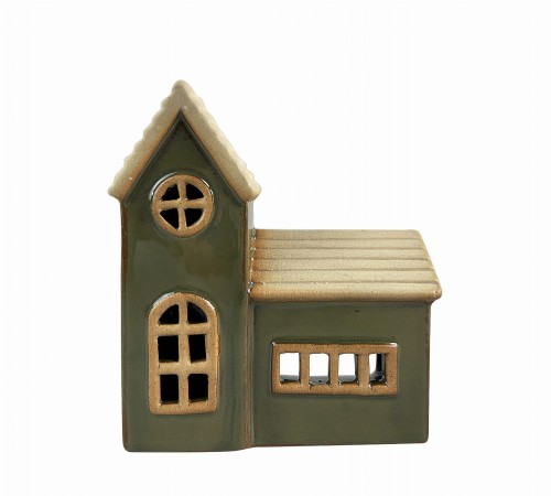 Domek ceramiczny lampion 9,4x6,1xh11cm HYTTE Świąteczna Dekoracja