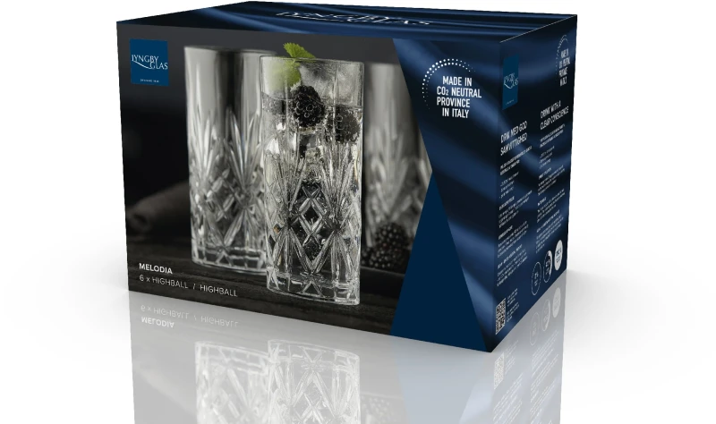 Szklanki wysokie kryształ Melodia 360 ml 6 sztuk Lyngby Glas