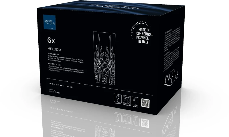 Szklanki wysokie kryształ Melodia 360 ml 6 sztuk Lyngby Glas