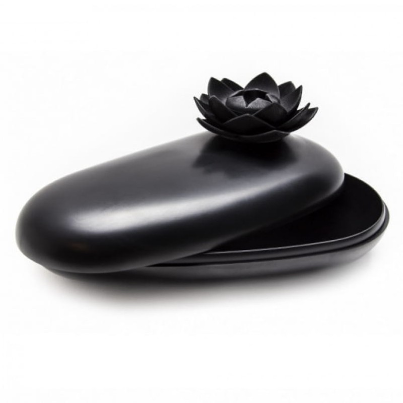 Pojemnik na drobiazgi Lotus czarny w kształcie kamyka