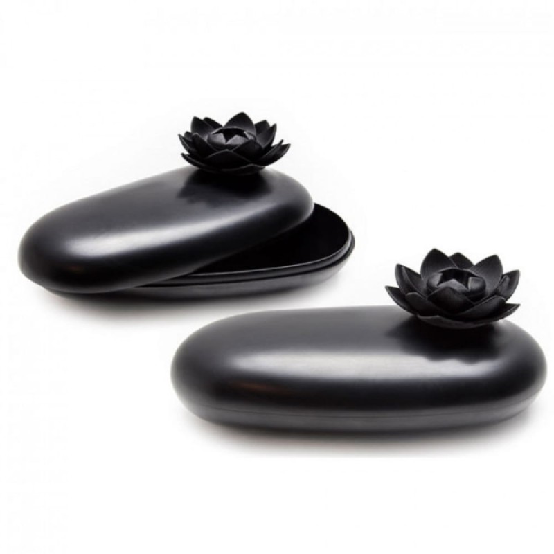 Pojemnik na drobiazgi Lotus czarny w kształcie kamyka