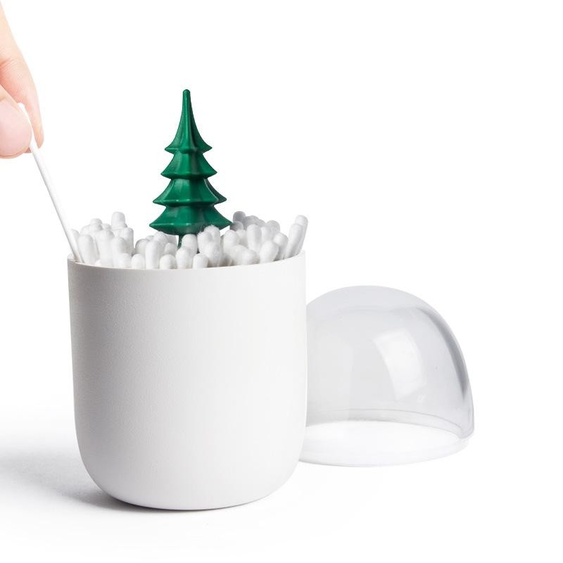 Pojemnik na patyczki do uszu Winter Time biały