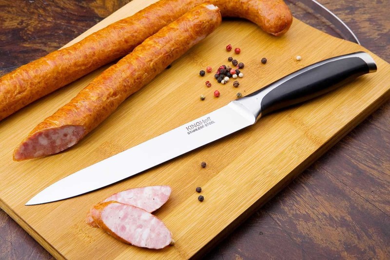 Nóż do porcjowania stalowy 20 cm KINGHOFF czarny