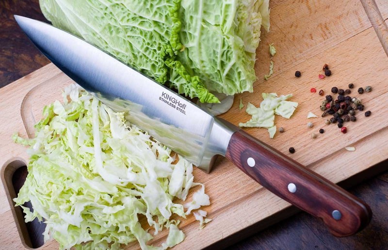 Nóż szefa kuchni stalowy 22 cm KINGHOFF brązowy