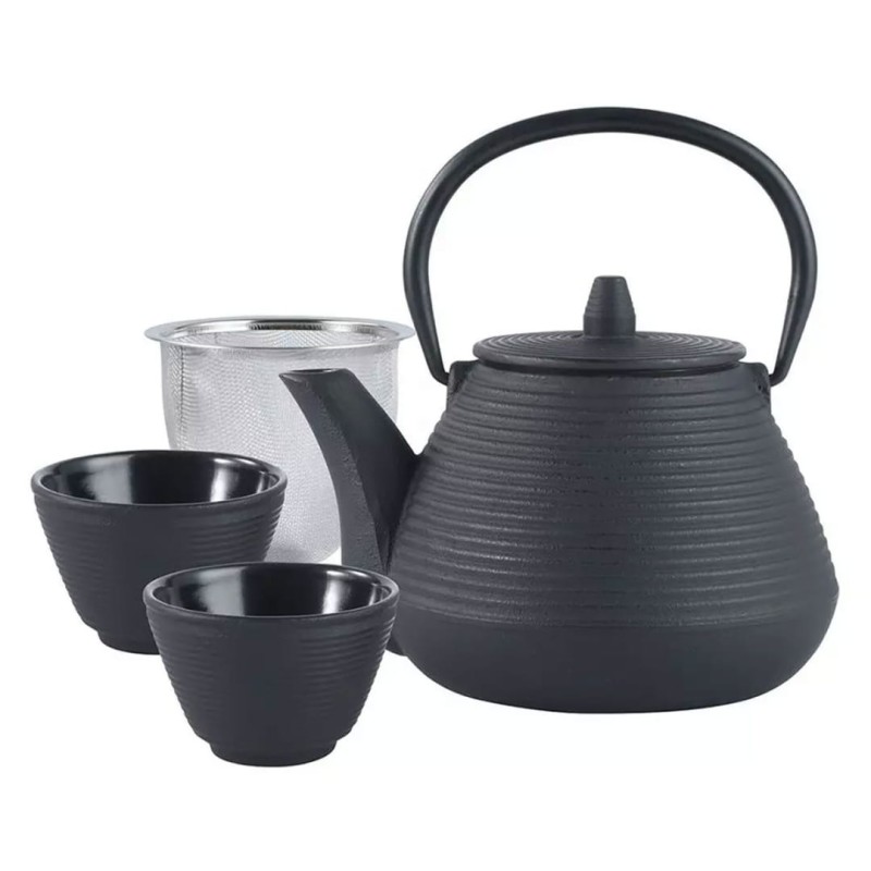 Dzbanek zaparzacz żeliwny 1L z filtrem i filiżankami KINGHOFF