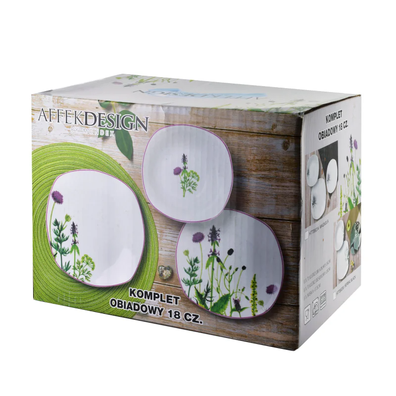 Komplet obiadowy 18 części HERBAL BLACK