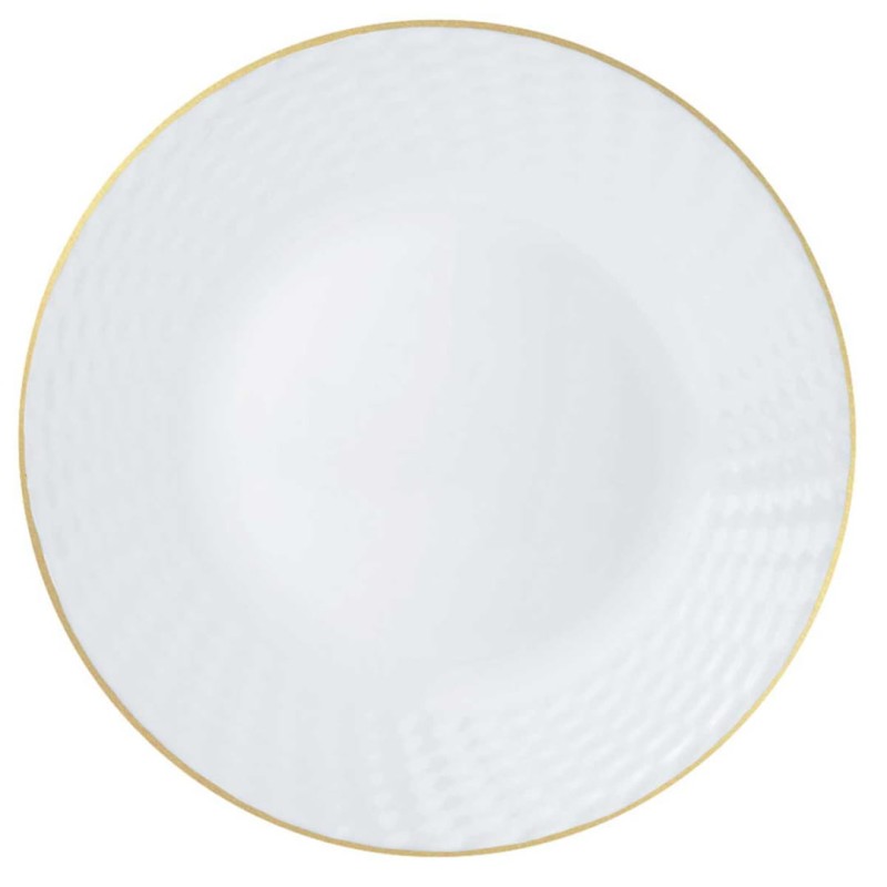 Komplet obiadowy dla 6 osób KINGHOFF 18 elem. biały ze złotą obwódką