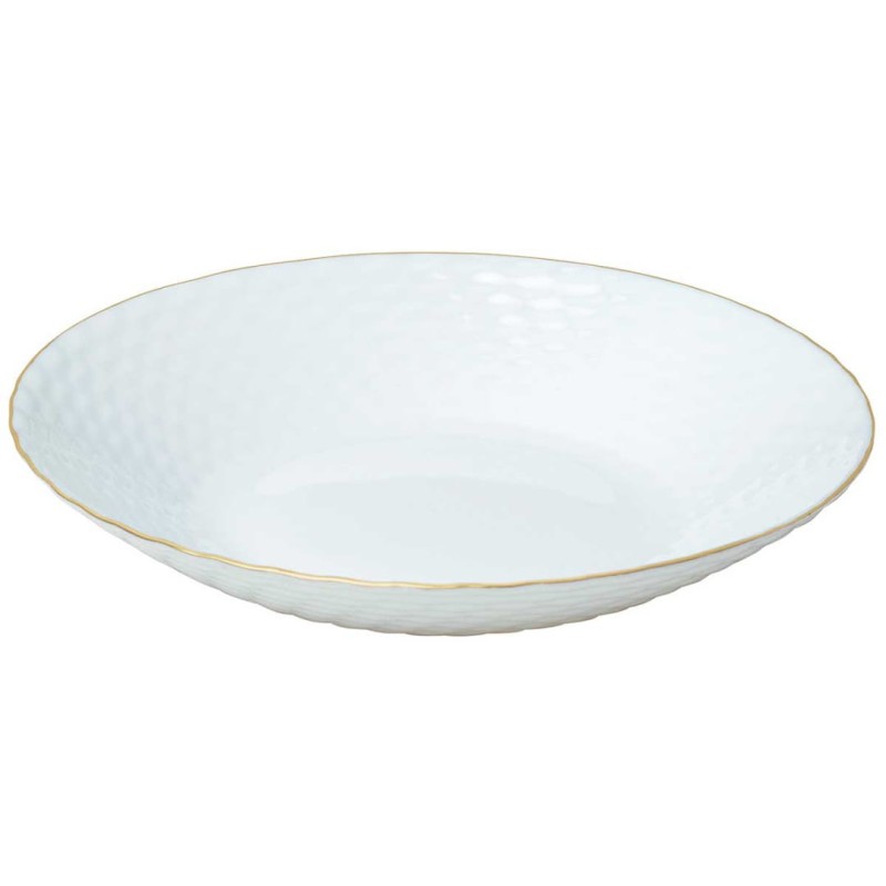 Komplet obiadowy dla 6 osób KINGHOFF 18 elem. biały ze złotą obwódką