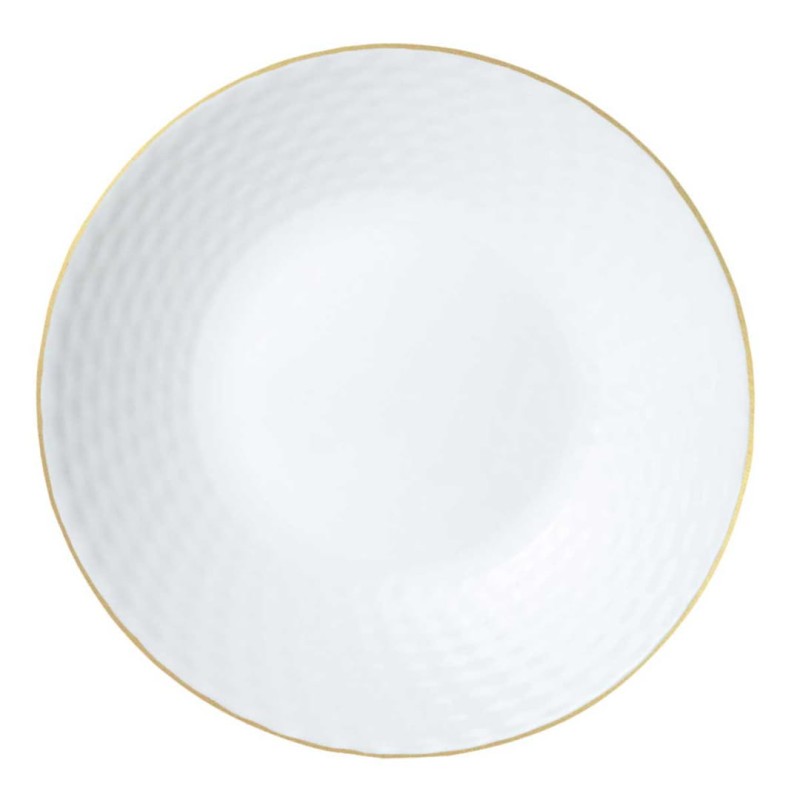 Komplet obiadowy dla 6 osób KINGHOFF 18 elem. biały ze złotą obwódką