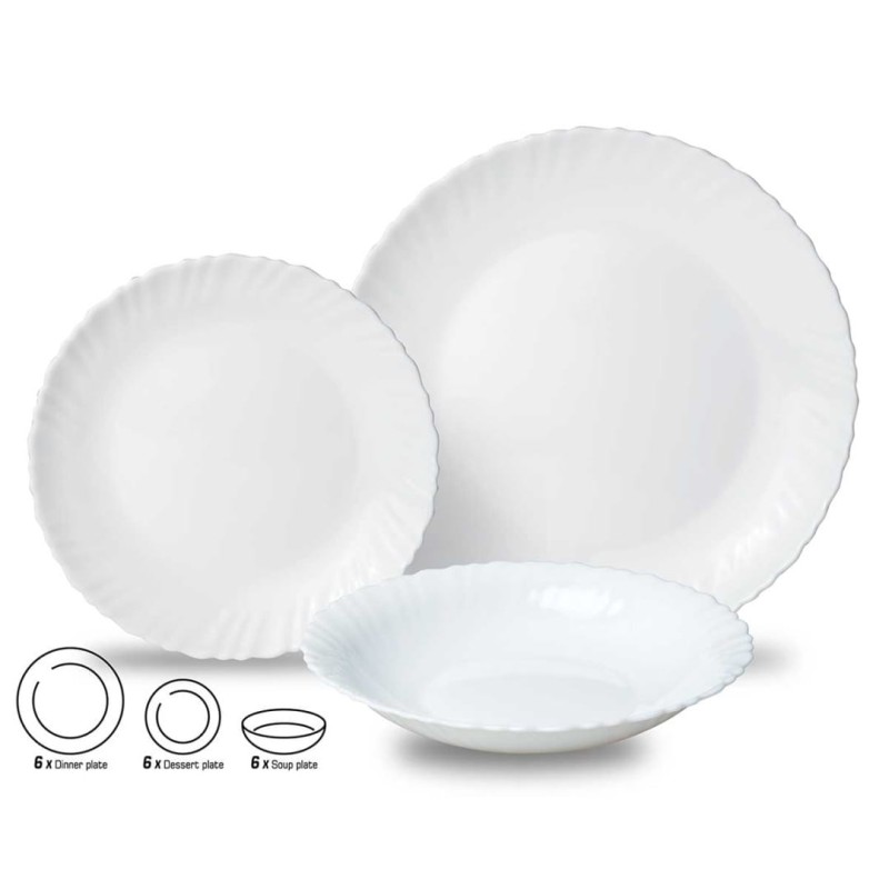 Komplet obiadowy dla 6 osób KINGHOFF 18 elem. biały