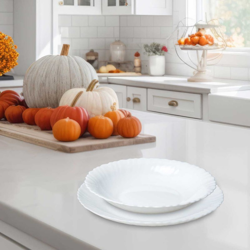 Komplet obiadowy dla 6 osób KINGHOFF 18 elem. biały