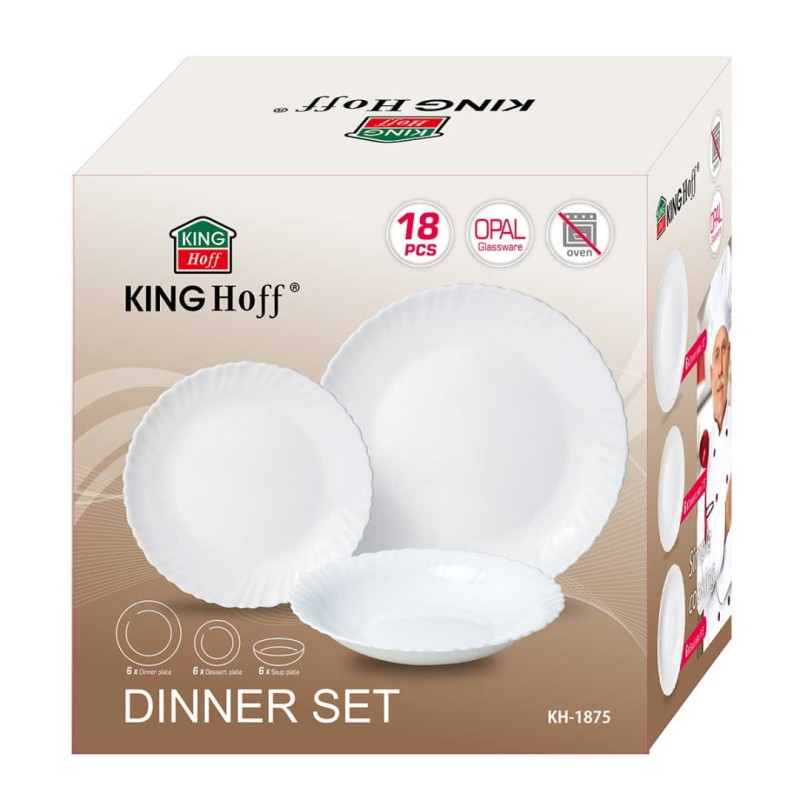 Komplet obiadowy dla 6 osób KINGHOFF 18 elem. biały