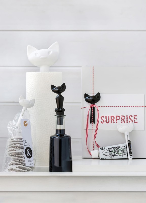 Klipsy do torebek 2 sztuki Miaou czarno-białe