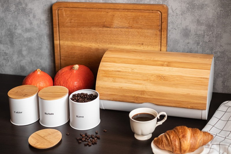 Chlebak pojemnik na pieczywo z 3 pojemnikami na produkty sypkie