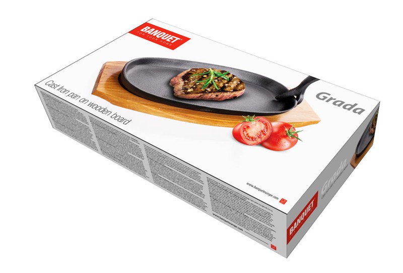 Patelnia żeliwna do serwowania półmisek talerz z deską BANQUET GRADA