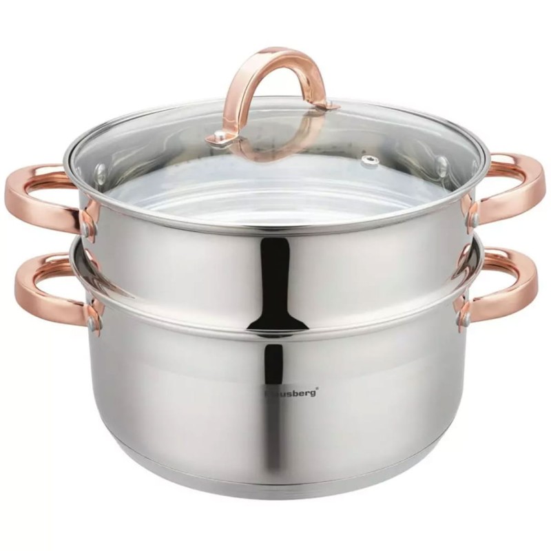 Garnek do gotowania na  parze 3 elem. 24cm ROSE GOLD