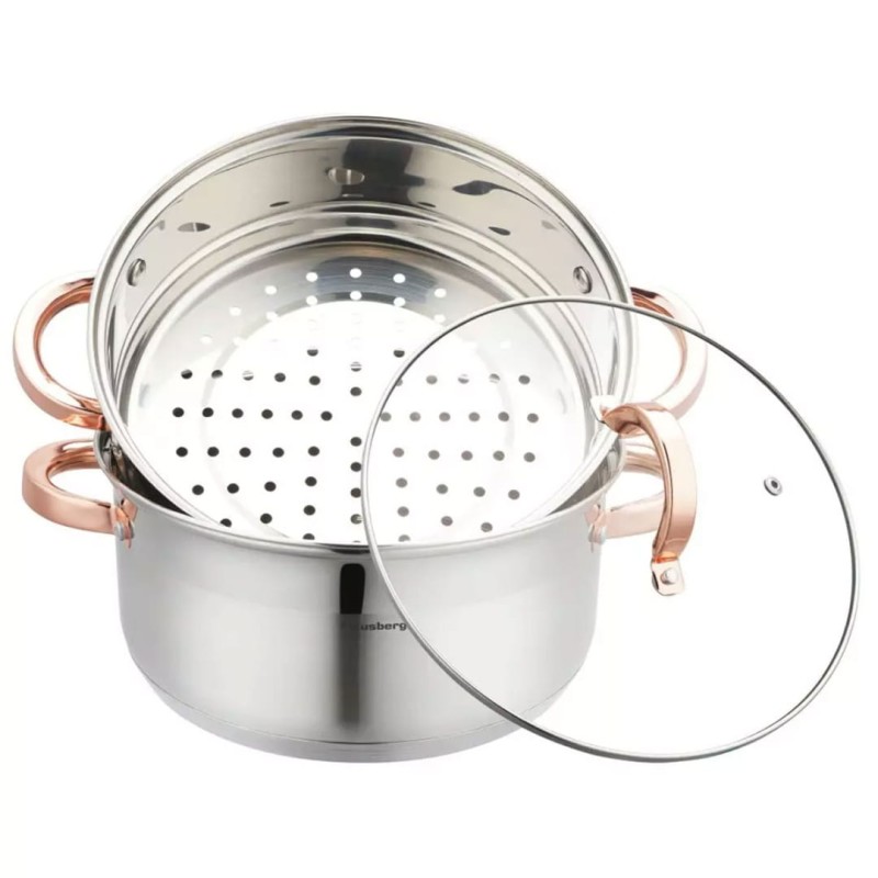 Garnek do gotowania na  parze 3 elem. 24cm ROSE GOLD