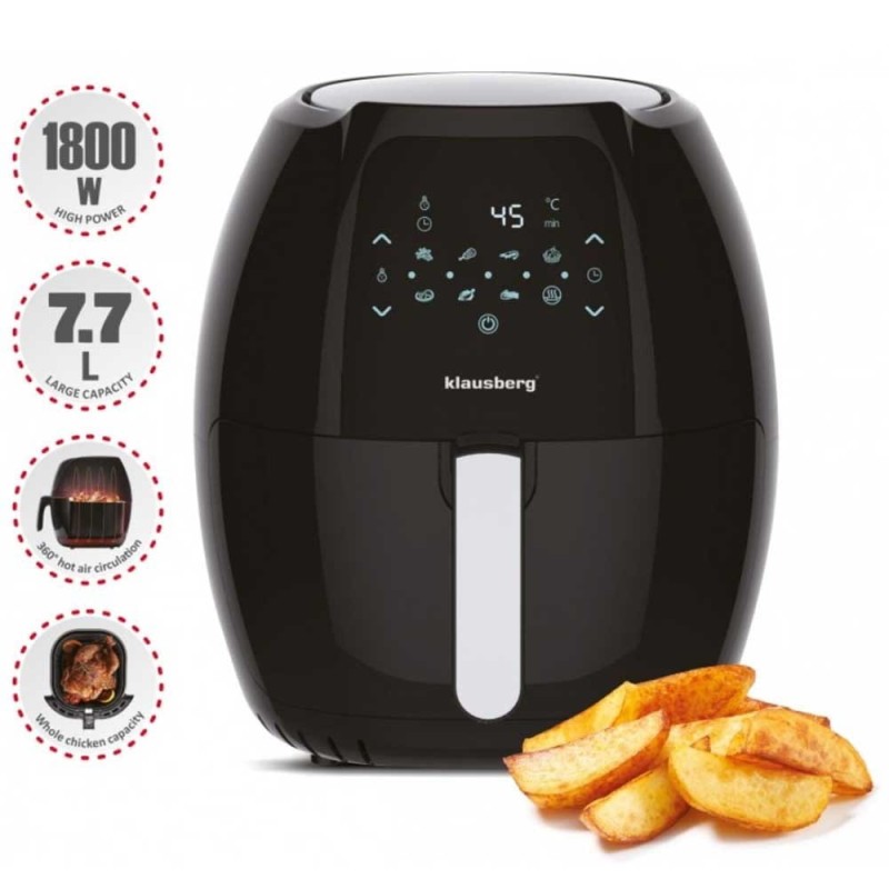 Frytownica beztłuszczowa AIR FRYER 1800W 7,7L KLAUSBERG czarna